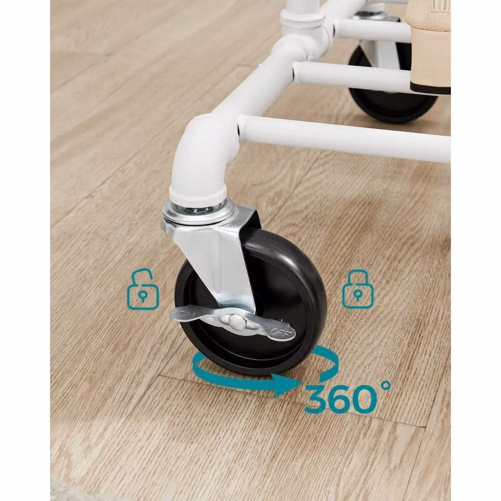 Kelvenix White Metal Clothes Rail on Wheels with Continuous Linear Rail – 2