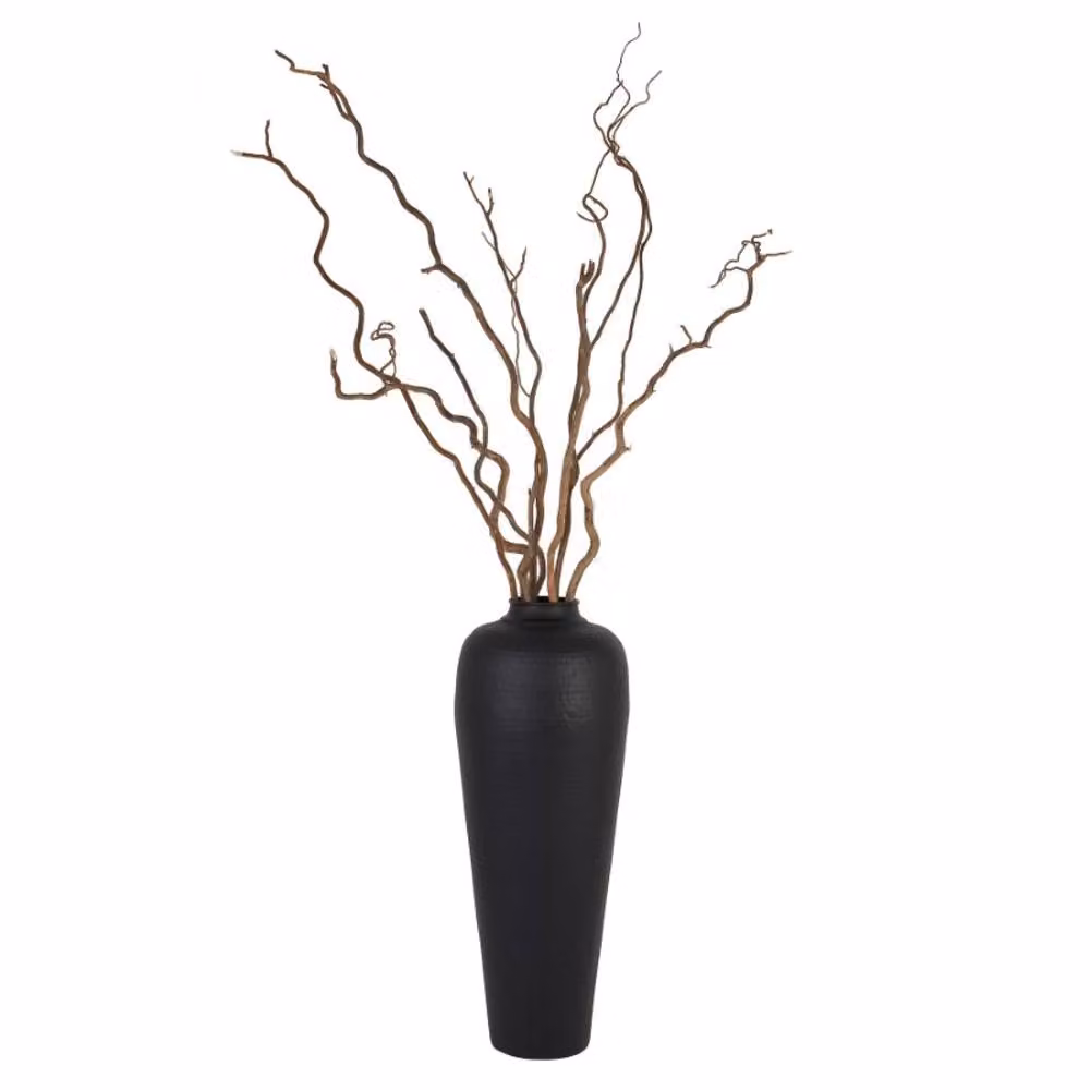 Lemon Pavilion Furniture and Decor Large Hammered Metal Vase with Lid, Matt Black, W: 40 cm, D: 40 cm, H: 103 cm – 3