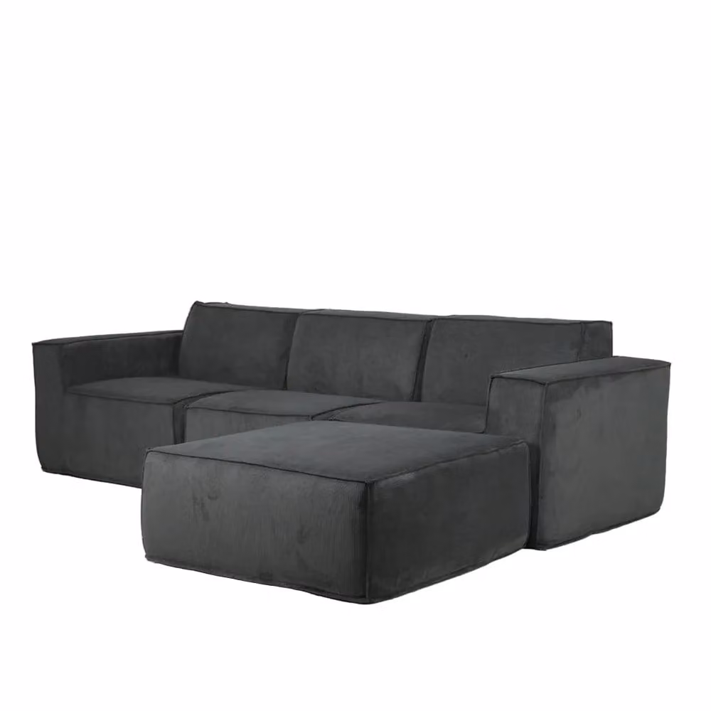 Furniture Maxi Hugspacee 3 Seater Corduroy Sofa with Matching Ottoman in Grey – 5