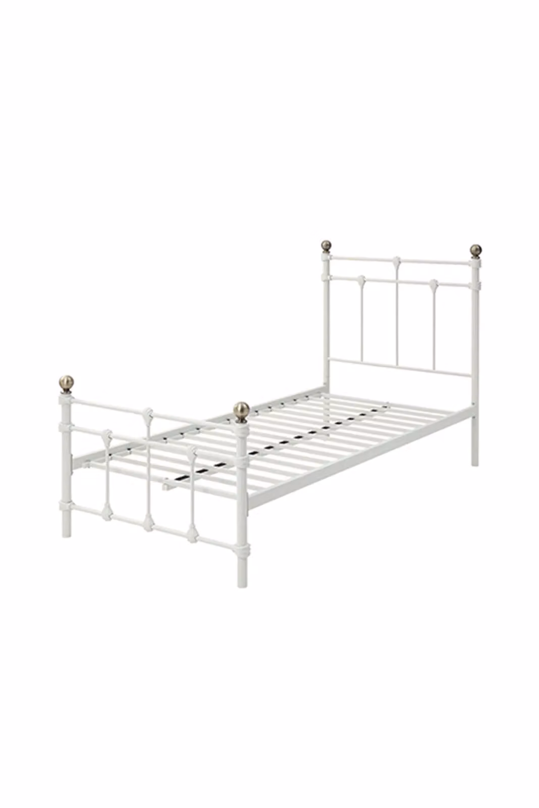 SlumberWorx Bayford Traditional Single Metal Bed Frame with Guest Trundle Bed in White, W/D/H: 90 x 190 cm – 4