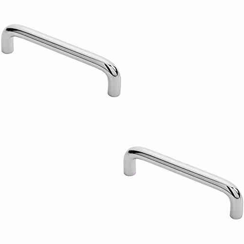 Loops 2 Pack Round D-Bar Cabinet Pull Handles in Chrome, 106 x 10 mm with 96 mm Fixing Centres