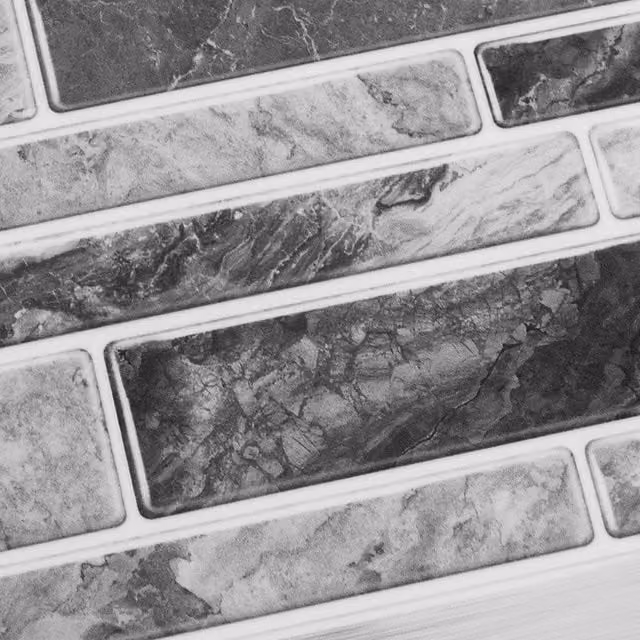 Livingandhome 20 Piece Self-Adhesive Marble Effect Wall Tile Stickers in Black, White and Grey