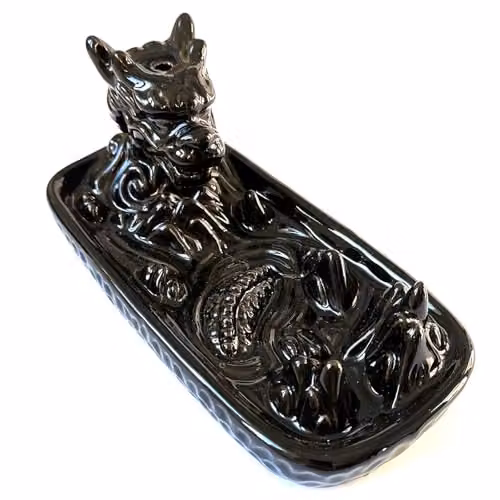Ancient Wisdom KDMD Dragon in Mountain Backflow Incense Burner in Grey and Black Ceramic, W/D/H: 15.5 x 7.5 x 7.0 cm – 2