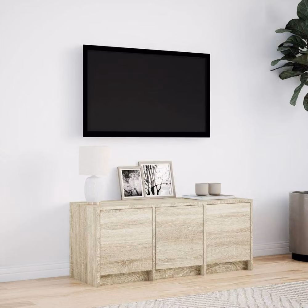 Berkfield Home Modern TV Cabinet with LED in Sonoma Oak, W/D/H: 97 x 34 x 40 cm – 2