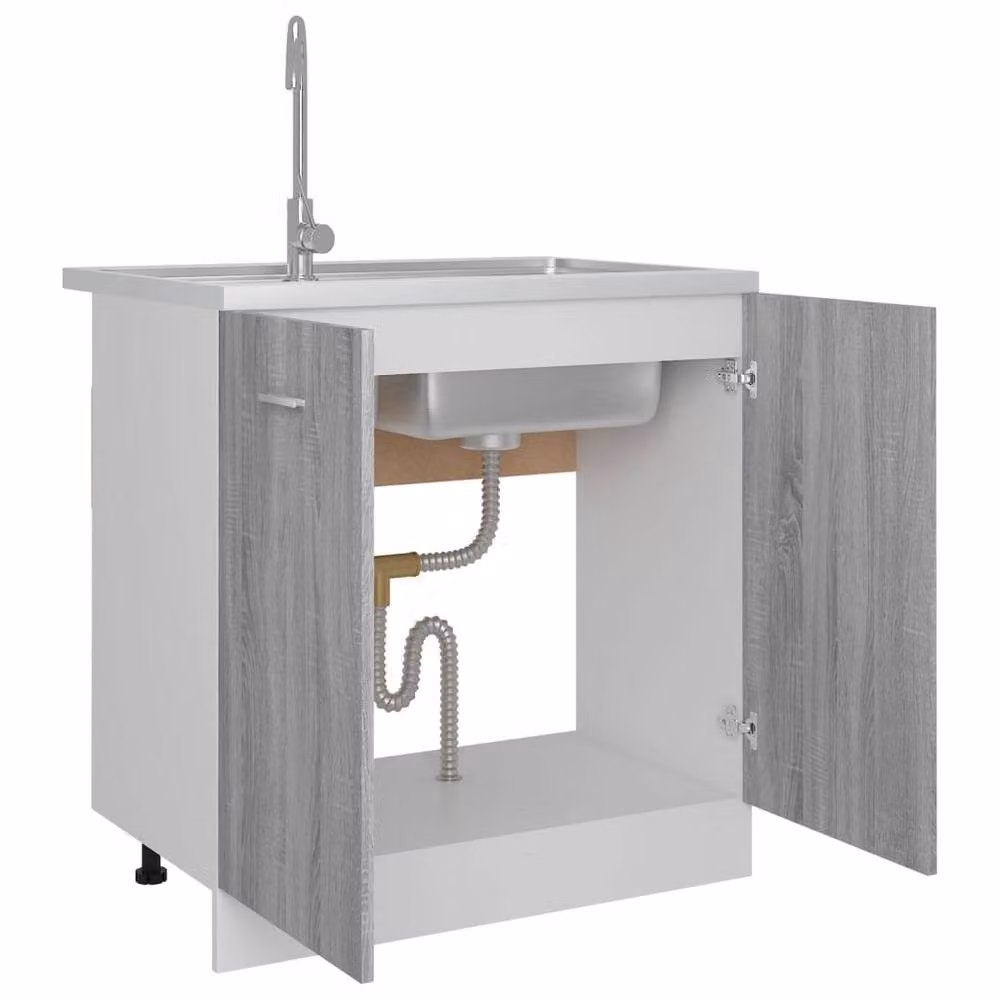 Berkfield Home Grey Sonoma Sink Bottom Cabinet W/D/H: 80 x 46 x 81.5 cm – 2