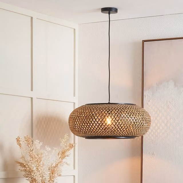 Pacific Lifestyle Scandinavian Rattan Dome Pendant Light in Brown