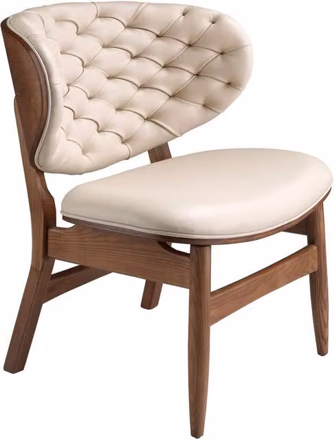 Angel Cerda Sand Leatherette Armchair with Walnut Wood Legs – 1