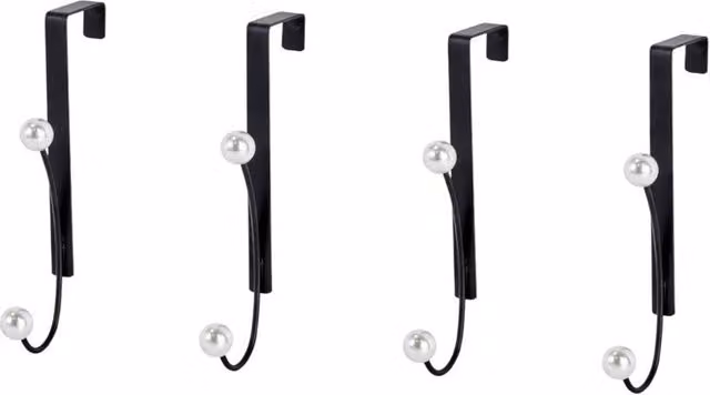 Showerdrape Tahiti Pearl Set of 4 Black Metal Over Door Hooks