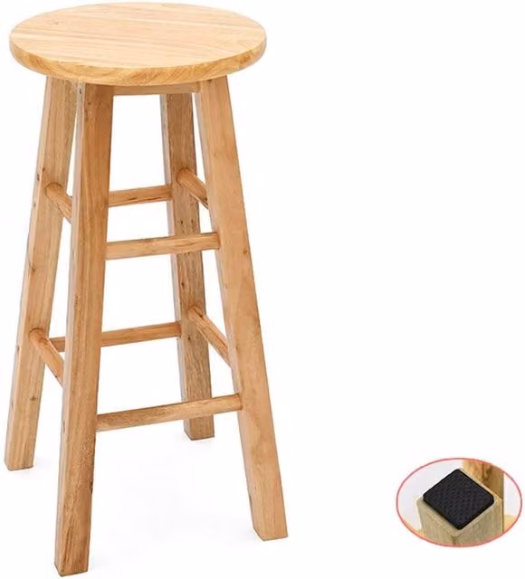 KORVIXA Wooden Bar Stool in Natural Brown and Sand for Kitchen and Pub Use – 1