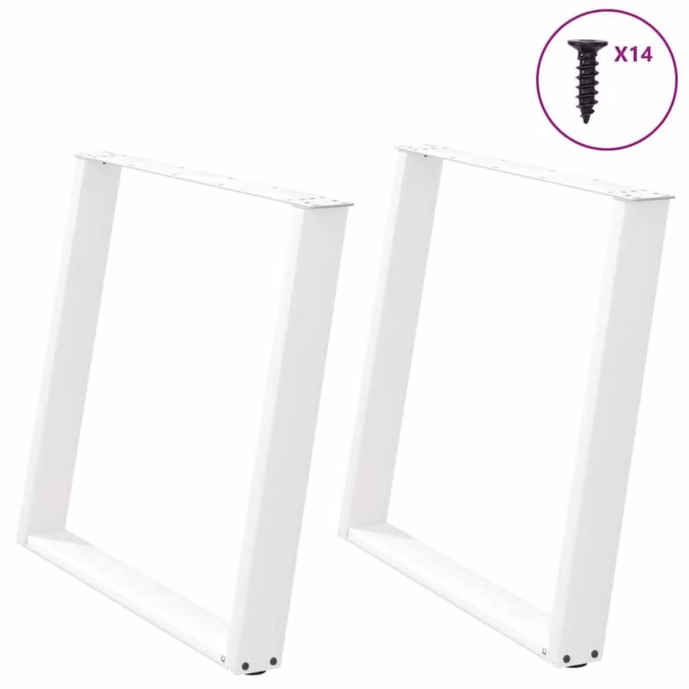 Berkfield Home Modern vidXL U-Shaped Dining Table Legs, 2 Pieces, White, Height: 72-73 cm, Width: 100 cm – 2