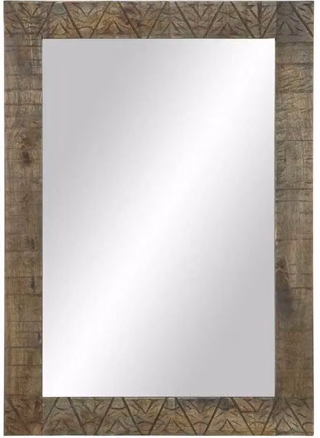 Berkfield Home Rectangular Bathroom Wall Mirror in Brown Solid Wood, W: 50 cm, D: 2.5 cm, H: 70 cm