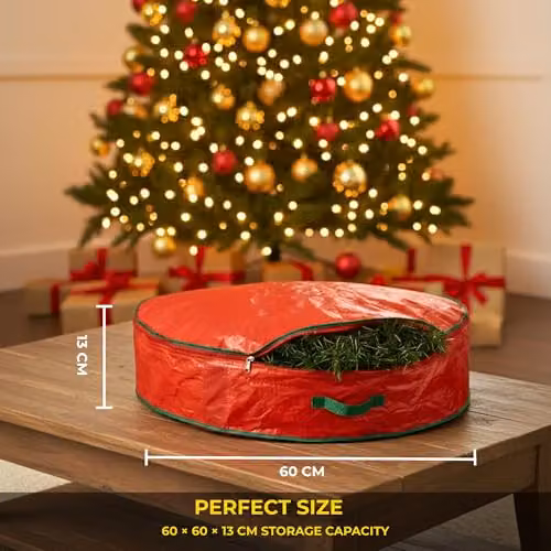 Shatchi Christmas Wreath and Garland Storage Bag in Red, W/D/H: 60 x 13 x 13 cm – 3