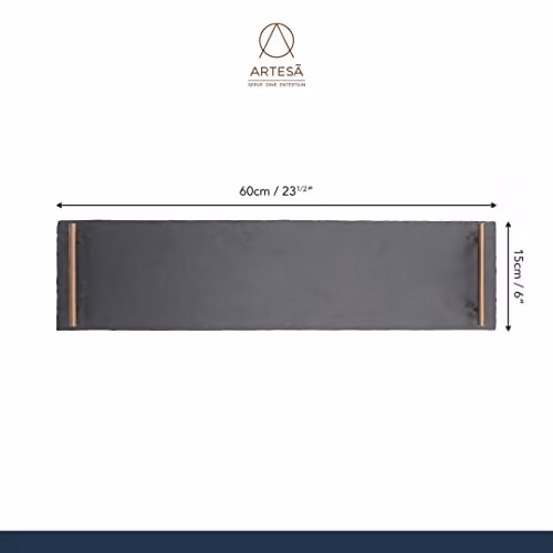 Artesa Black Slate Rectangular Serving Platter with Handles, W: 60 cm, D: 15 cm – 2