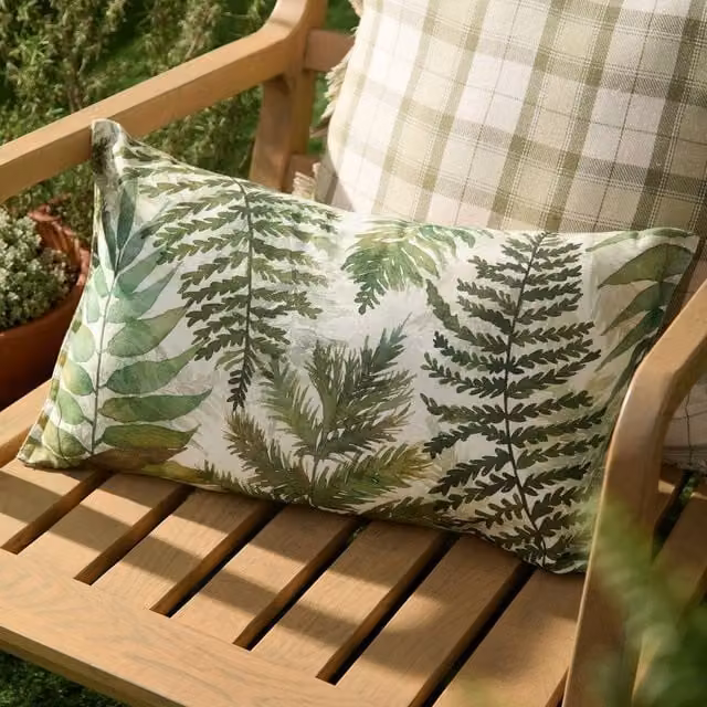 Voyage Maison Elowen Floral Stain Repellent Outdoor Cushion in Green, W/D/H: 50 x 30 x 30 cm