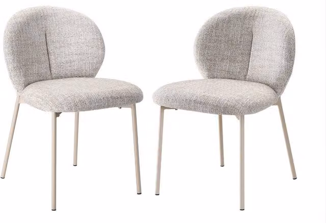 CALICOSY Ambre Set of 2 Upholstered Chairs in Mottled Beige Fabric, W: 60 cm, D: 48 cm, H: 80 cm – 1