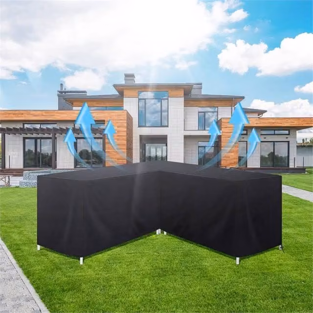 EONLION Waterproof L-Shaped Garden Furniture Cover, Black, Width: 100 cm