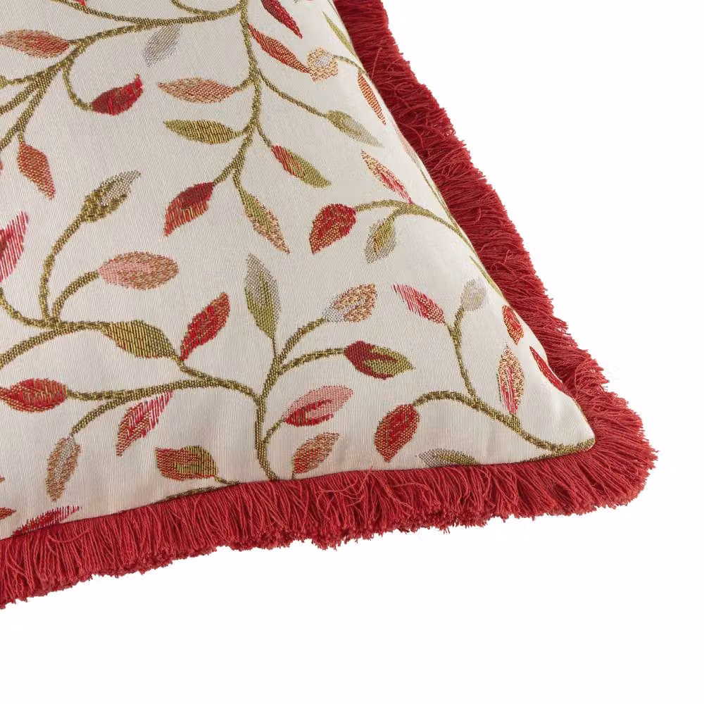 Voyage Maison Cervino Floral Woven Jacquard Feather Filled Cushion, Red and Multicolour, W/D/H: 50 x 50 x 50 cm – 4