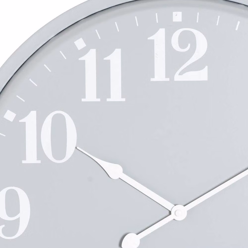 Wyld Haus Grey Minimalist Round Metal Wall Clock with White Numerals, Diameter: 80 cm – 2