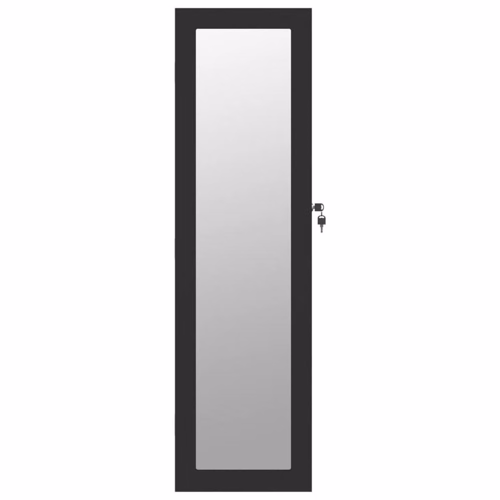 Berkfield Home Wall Mounted Mirror Jewellery Cabinet in Black, W/D/H: 30 x 8.5 x 106 cm – 3