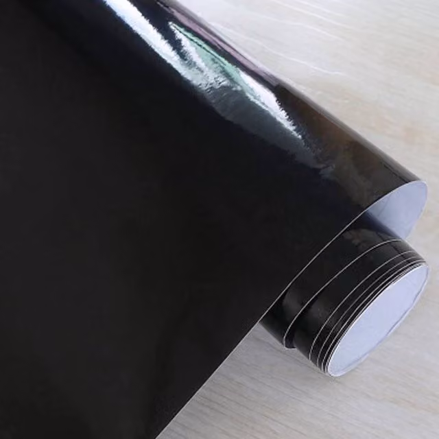 NESTLUNE Gloss Black Plain Vinyl Film Wrap with Sticky Back