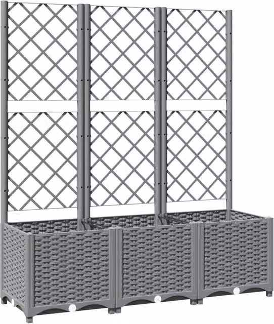 Berkfield Home Garden Planter with Trellis in Light Grey, W/D/H: 120 x 40 x 136 cm – 1