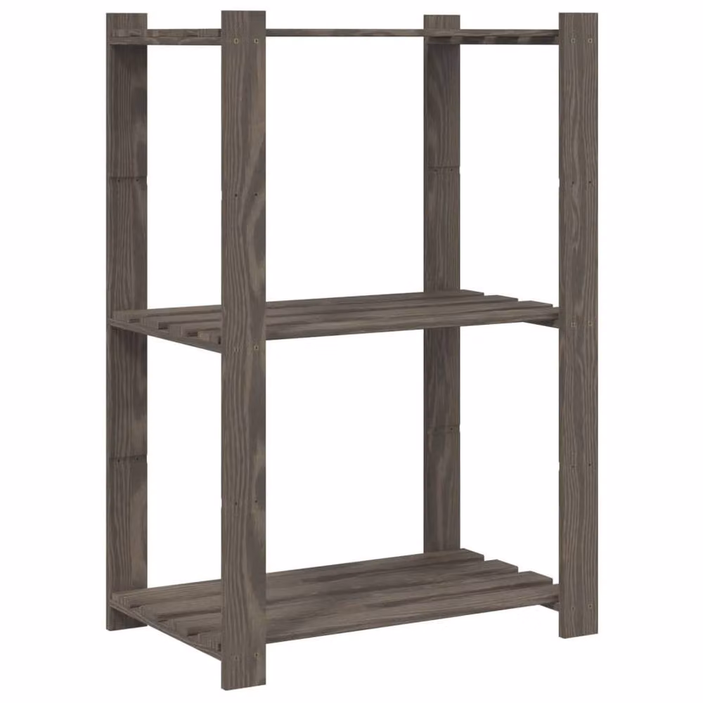 Berkfield Home 3-Tier Grey Solid Pine Wood Storage Rack, W/D/H: 60 x 38 x 90 cm – 2