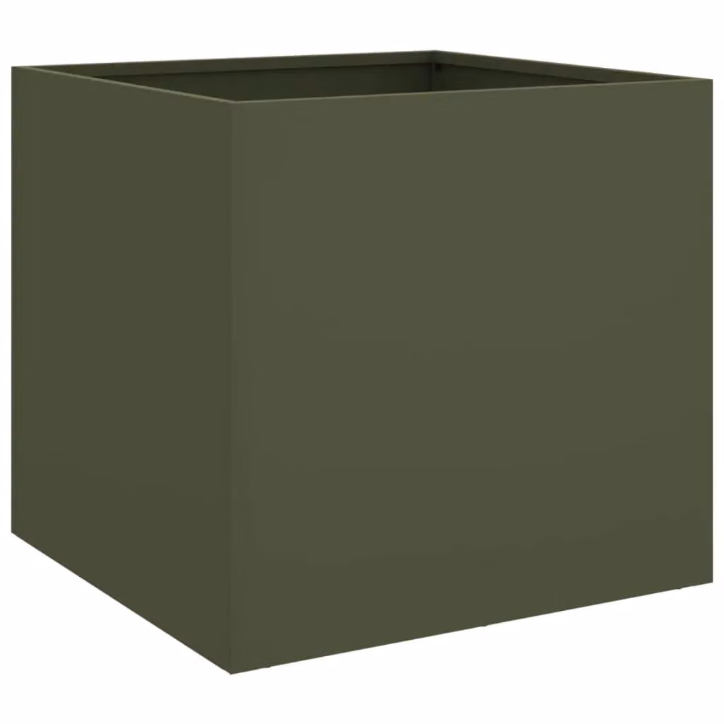 Berkfield Home Steel Planter Tub, 2 Pieces, Green, W: 42 cm, D: 40 cm, H: 39 cm – 4