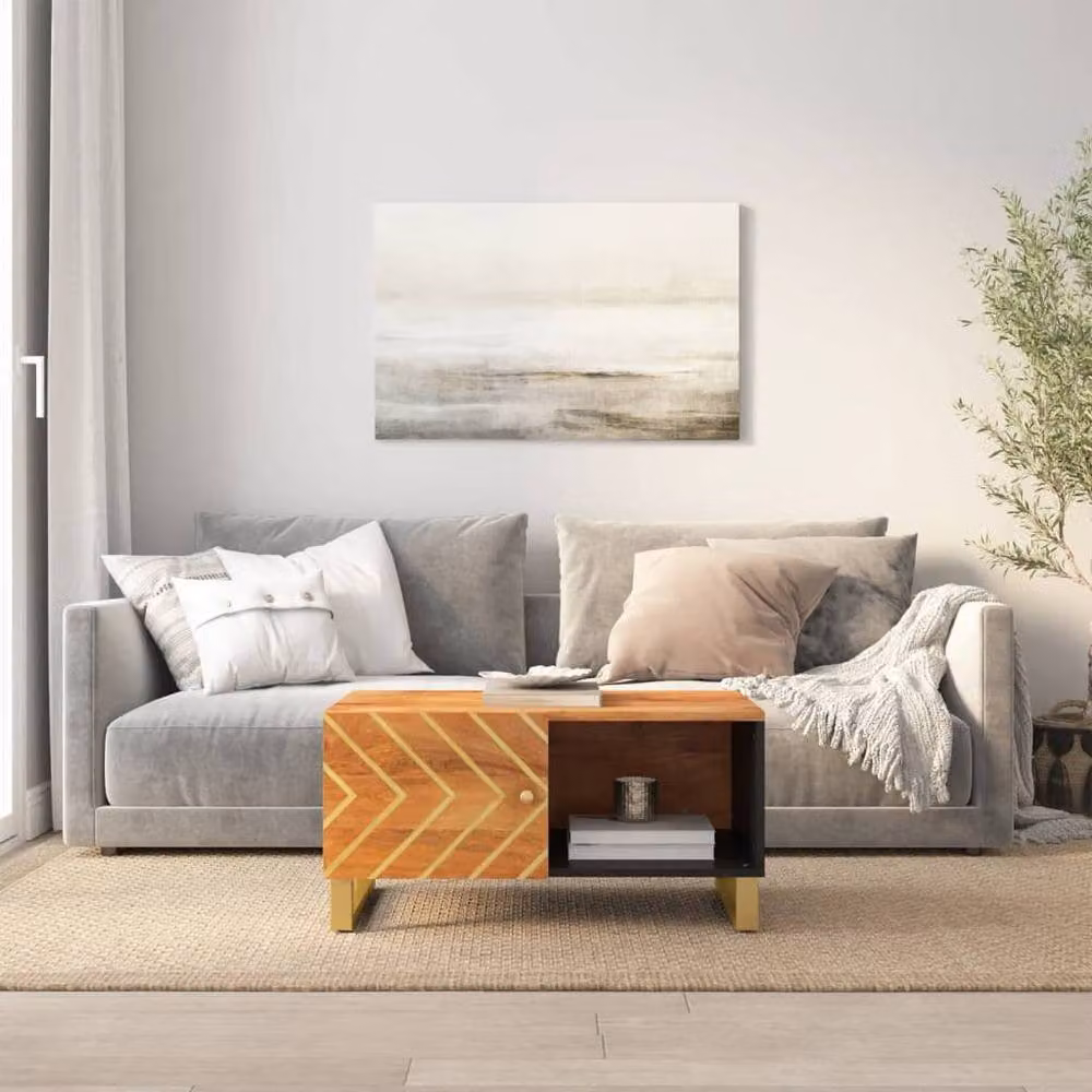 Berkfield Home Industrial Mango Wood Coffee Table in Brown and Black, W/D/H: 80 x 50 x 40 cm – 2