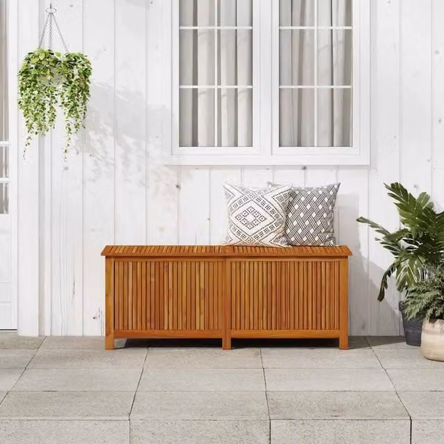 Berkfield Home Garden Storage Box in Brown Solid Oiled Acacia Wood W/D/H: 150 x 50 x 58 cm