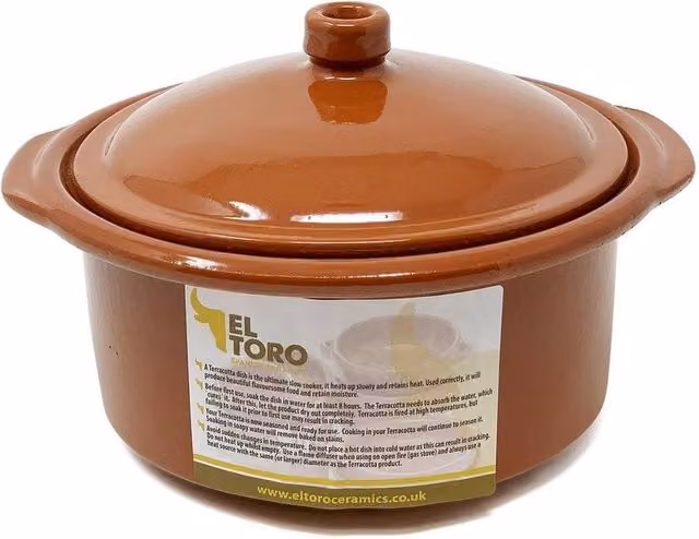 Verano Spanish Ceramics El Toro Brown Glazed Terracotta Round Lidded Casserole Dish, 1.5 l – 1