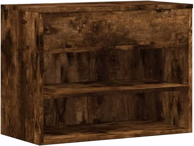 Berkfield Home Smoked Oak Shoe Bench in Brown, W/D/H: 60 x 30 x 45 cm