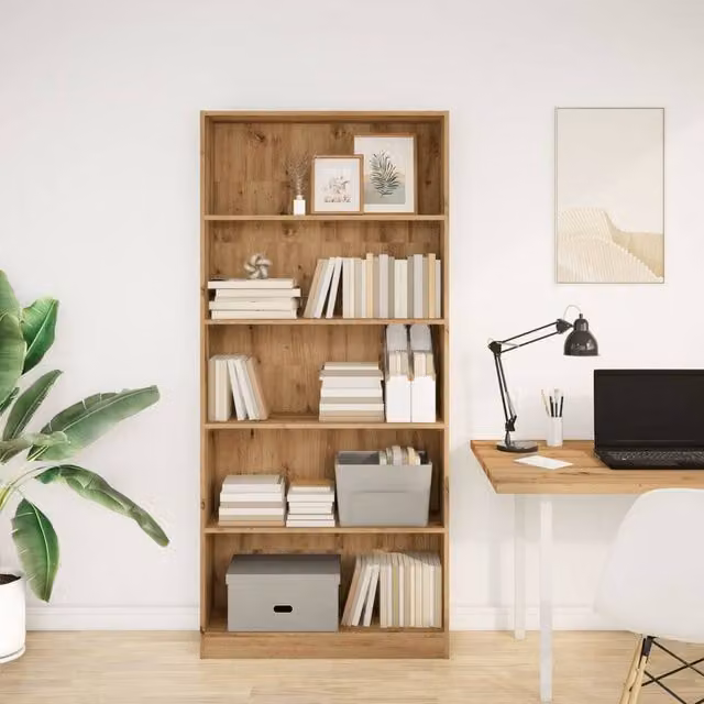 Berkfield Home Artisan Oak Decorative Bookcase in Brown, W/D/H: 80 x 24 x 176 cm
