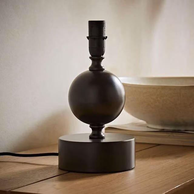 ValueLights Anthony Modern Round Candlestick Table Lamp Base, Brown