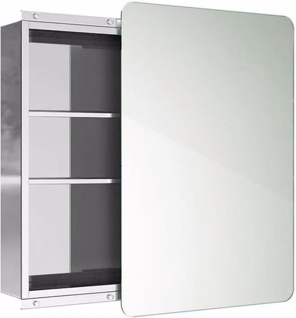 SPETLEK Silver Wall Mounted Bathroom Mirror Cabinet with Sliding Doors