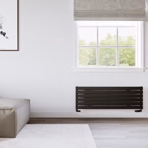UK Radiators Typhoon Axis Black Horizontal Single Panel Designer Radiator W: 120 cm, H: 40.8 cm – 3