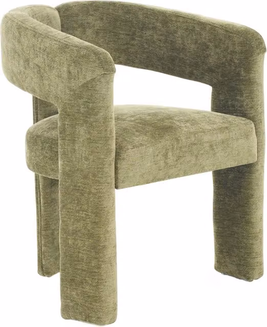 Livingandhome Green Chenille Upholstered Tub Occasional Chair with Armrests