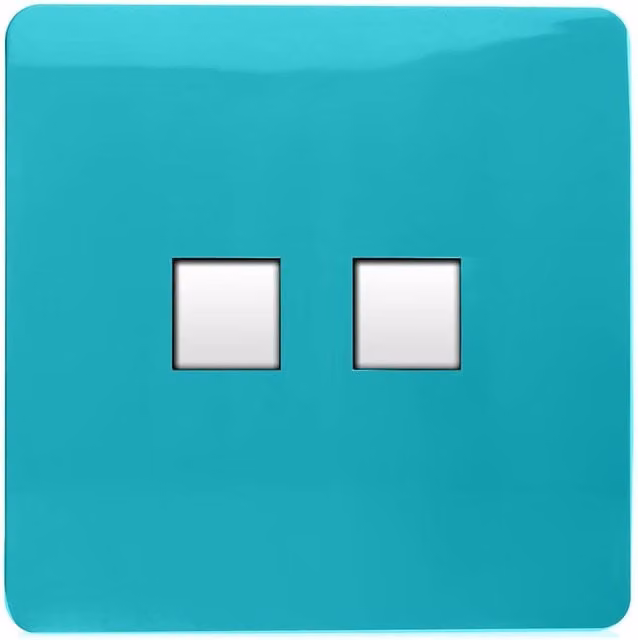 Trendi Switch 2 Gang Cat 3 Telephone Secondary Socket in Bright Teal