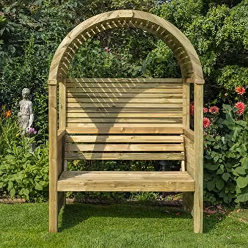 Rowlinsons Modena Garden Arbour in Natural Wood, W: 134 cm, D: 80 cm, H: 199 cm – 1