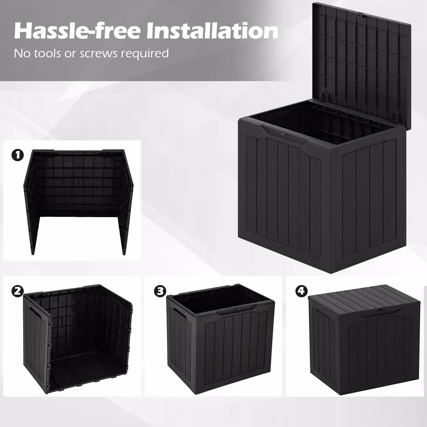 Costway 96L Outdoor Storage Deck Box with Lockable Lid in Black – 7