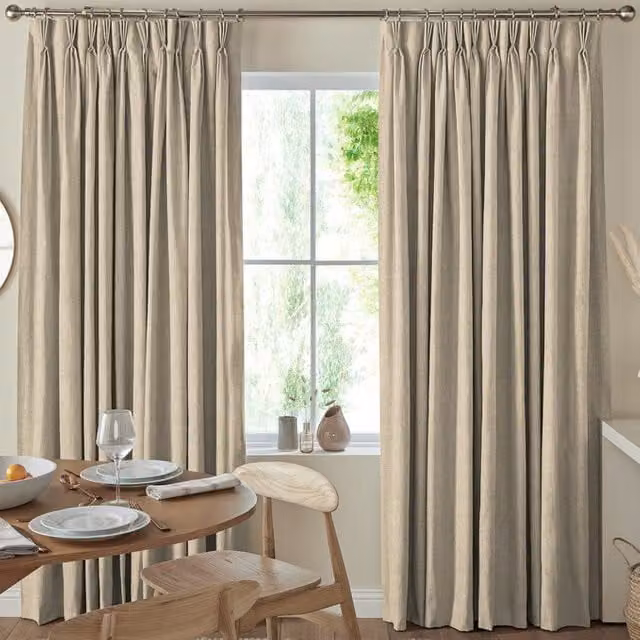 Terrys Lugano Made to Measure Plain Linen Blackout Fabric Panel Curtain in Beige with Eyelets