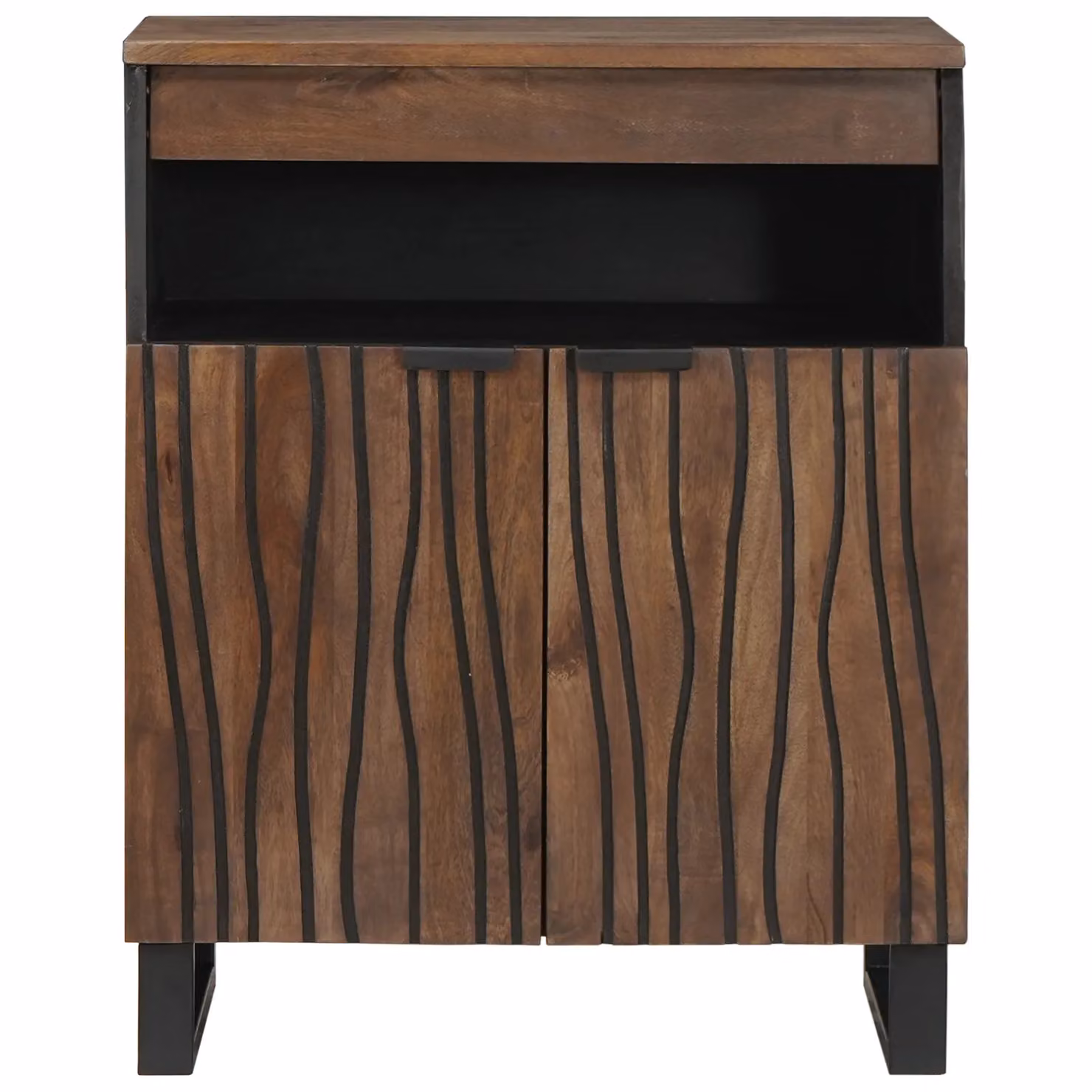 Berkfield Home Modern Sideboard in Brown and Black with Acacia and Walnut Wood Finish, W/D/H: 60 x 33.5 x 75 cm – 2