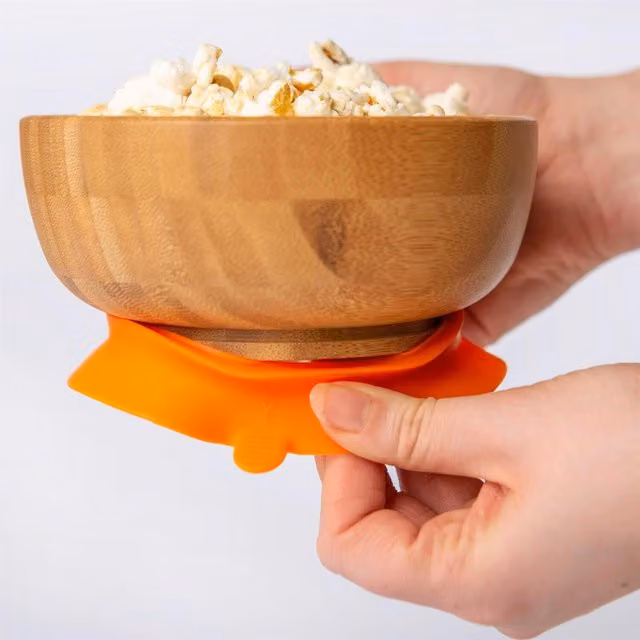 Tiny Dining Children's Bamboo Suction Cereal Bowl, Orange