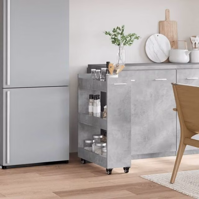 Berkfield Home Classic Freestanding Cabinet with Wheels in Grey, W/D/H: 60 x 22 x 79 cm – 1