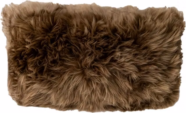 Native Natural Brown Long Hair Lambskin Sheepskin Cushion