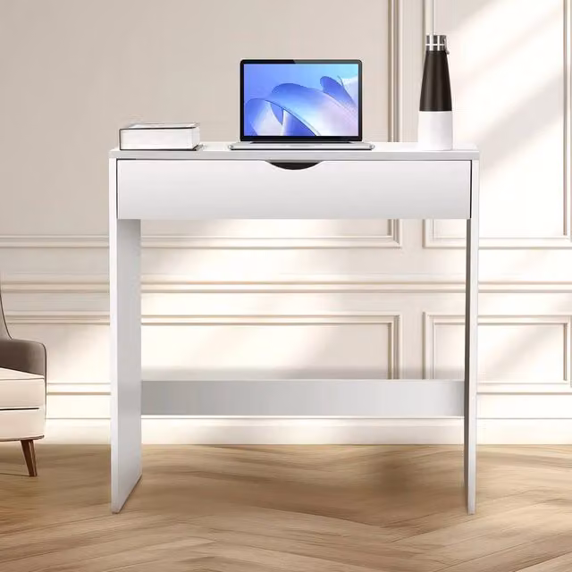 EONLION White Wooden Dressing Table and Computer Desk, W: 100 cm, D: 40 cm, H: 75 cm – 1