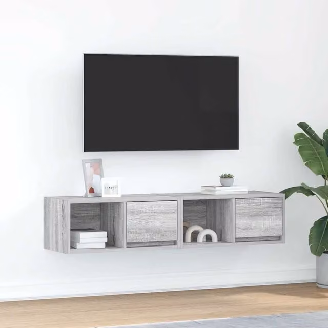 Berkfield Home Set of 2 Modern Grey Sonoma TV Cabinets, W/D/H: 60 x 31 x 25.5 cm – 1