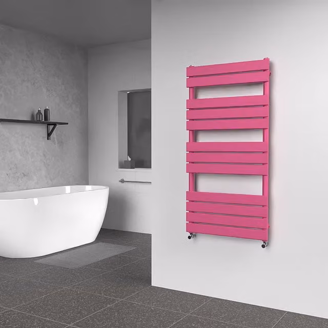 Lux Heat Flat Coloured Towel Radiator in Pink, W/H: 60.0 x 120.0 cm
