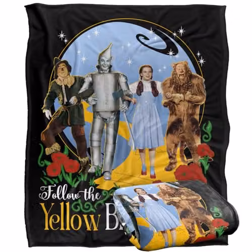 Warner Bros. The Wizard of Oz Yellow Brick Road Super Soft Fleece Throw Blanket, Multicolour, W: 152 cm x D: 127 cm – 1