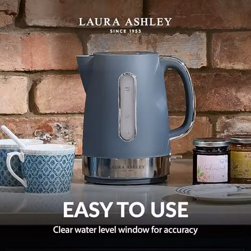 Laura Ashley VQ Stainless Steel Jug Kettle with Limescale Filter and Auto Shut-off, 1.7 l, Blue – 3