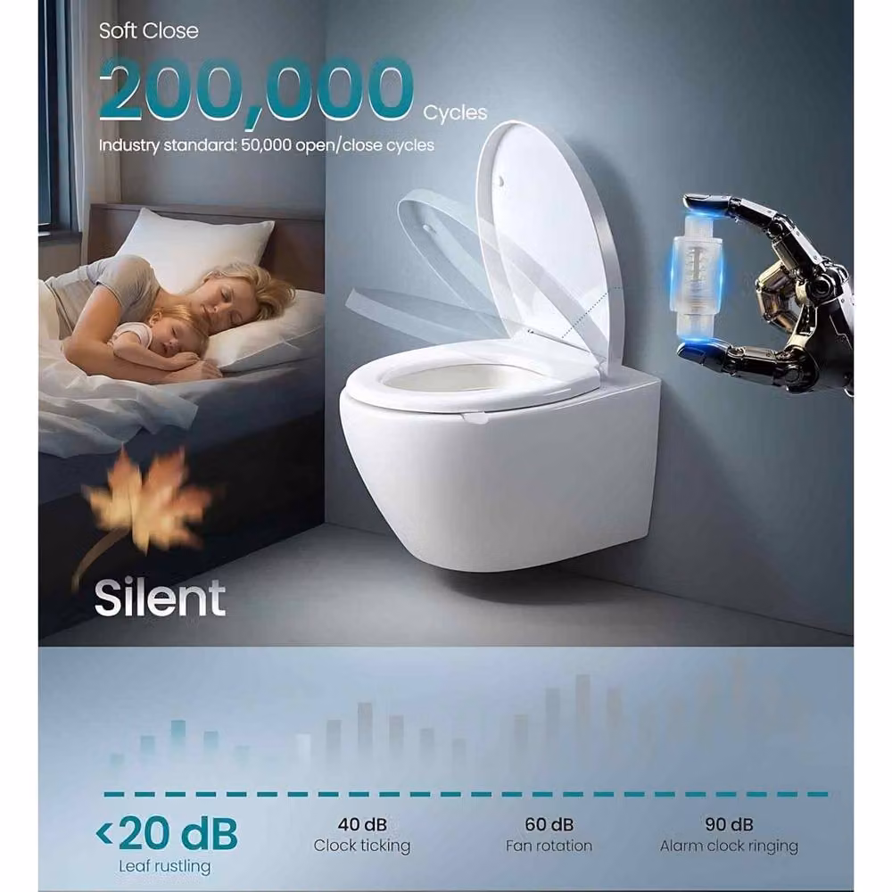 The Bazaarist Oval Soft Close Toilet Seat with Quick Release Handle, White – 3